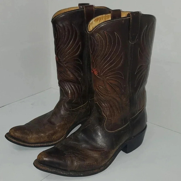 Vintage Rainbow Eagle Cowboy Boots Men's Size 9.5 EE Western Boots - Picture 3 of 16